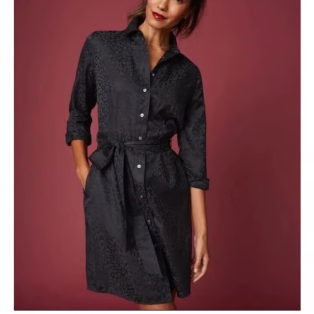 UNTUCKit Anna black leopard button front dress size 8
